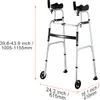 A silver and black walker with armrests and wheels, shown against a white background with measurement indicators. Náhľad obrázku produktu