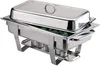 A stainless steel chafing dish filled with broccoli. Voir les images du produit
