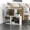 A white modern side table with decorative planters is placed next to a beige sofa. Produktbild-Vorschau