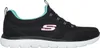 A side view of a black Skechers shoe with teal and pink accents. Anteprima dell’immagine prodotto