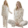 Pyjama - für Frauen - Hose mit langärmeligem Shirt - Produktbild-Vorschau 2