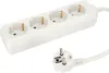 A white power strip with four outlets and a white plug are shown against a white background. Produktbild-Vorschau