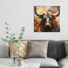 DEQORI Hybrid Leinwand Bild 50x50 cm 'Stier im Farbensturm' Produktbild-Vorschau 3