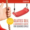 A hand holding a rope swing, with a red swing seat visible in the background, and marketing text. Anteprima dell’immagine prodotto