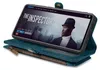 A phone case with a wallet feature is shown displaying a movie poster on the phone screen. Produktbild-Vorschau