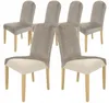 6 Stück Stuhlhussen Stretch Beige - Universal - Samt - Produktbild-Vorschau 1
