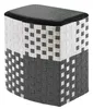 A laundry basket with a woven pattern in black and white, and a black lid. Náhled obrázku produktu