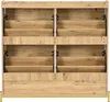 A front view of a wooden shoe cabinet with multiple shelves and black hinges. Anteprima dell’immagine prodotto