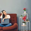 Relaxdays 10038800, Stojan na rostliny, MDF, Ocel, Bílá, Náhled obrázku produktu 5