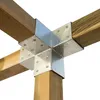 A close-up shot of a metal corner bracket connecting wooden beams and posts. Produktbild-Vorschau