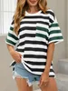 Imily Bela Oversized Damen-T-Shirt mit Farbblockstreifen, Produktbild-Vorschau 2