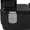 A close-up view of a black battery pack with a gray latch mechanism. Produktbild-Vorschau