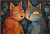 Wallario Wandbild Kosmische Katzenfreunde, Größe: 61 x 91,5 Produktbild-Vorschau 1