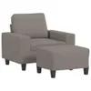 Sessel mit Hocker Taupe 60 cm Stoff Produktbild-Vorschau 1