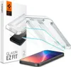 A product shot of a phone screen protector packaging and a phone. Produktbild-Vorschau