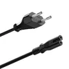 A black power cord with two different types of plugs on a white background. Produktbild-Vorschau