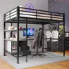 A loft bed with a desk and storage, set up in a room. Náhled obrázku produktu