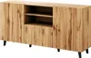A wooden sideboard with fluted doors and black legs, shown against a white background. Náhľad obrázku produktu