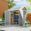 Grauer Kunststoff-Gartenschuppen mit Fenster und Produktbild-Vorschau 2