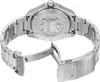 The back of a silver watch with a metal band and an open clasp, showing the engraved case back with a turtle logo and text. Produktbild-Vorschau