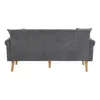 The back view of a gray sofa with wooden legs. Produktbild-Vorschau