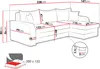 Diagram showing the dimensions of a sectional sofa. Náhled obrázku produktu