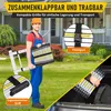 A man in work clothes holds a folded ladder in front of a house. Another section shows the ladder being placed into a car trunk. Anteprima dell’immagine prodotto