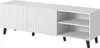 A white TV lowboard with black legs and a ribbed front panel is shown against a white background. Náhled obrázku produktu