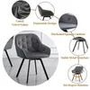 A collage of images showcasing the features of a gray velvet armchair. Voir les images du produit