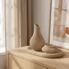 Vaso rigato stile japandi con vassoio e portacandela LED, Anteprima dell’immagine prodotto 2