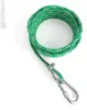 A coiled green rope with yellow flecks and a metal carabiner clip attached to one end, laid out on a white background. Produktbild-Vorschau