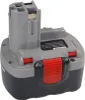 A close-up studio shot of a power tool battery pack. Produktbild-Vorschau