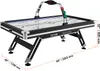 A VEVOR air hockey table is shown from a diagonal angle, with dimensions indicated by orange lines and text. Anteprima dell’immagine prodotto