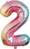 Pallone in foil numero 2, circa 80 cm, color arcobaleno Anteprima dell’immagine prodotto 1