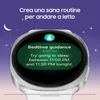 A smartwatch displaying a bedtime guidance feature against a starry night background. Produktbild-Vorschau