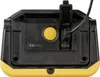 A close-up view of the back of a black and yellow LED work light, showing charging ports and battery indicators. Produktbild-Vorschau