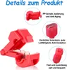 Close-up marketing image showing details of red wire connectors for a robotic lawnmower. Produktbild-Vorschau