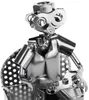 A close-up of a metal figurine made from nuts, bolts, and other hardware, resembling a gamer holding a controller. Náhled obrázku produktu