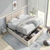Bed met opbergruimte, 140x190 cm, beige, met fluweel, Productafbeelding-voorbeeld 4