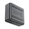 The bottom view of a gray multi-port USB charger. Produktbild-Vorschau