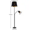 Lindby Stehlampe Efalia, schwarz/gold, Textil, Leselicht Produktbild-Vorschau 5