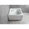 A white bathtub is shown in a bathroom setting with gray tiled walls and floor. Produktbild-Vorschau