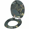 A toilet seat and lid with a monstera leaf pattern. Produktbild-Vorschau