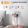 Adaptador múltiple TESSAN con USB para enchufe, con 3 tomas Vista previa de la imagen del producto 2