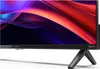 Close-up view of the bottom right corner of a television screen and its stand. Produktbild-Vorschau