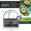 A collage image showing an egg cooker and avocado toast with boiled eggs. Produktbild-Vorschau