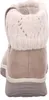 The back view of a beige boot with a cream knitted cuff. Voir les images du produit
