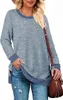 ASKSA Damen Langarmshirt Rundhals Einfarbiges Blusen Produktbild-Vorschau 2