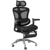 A black ergonomic office chair with a headrest and footrest is shown against a white background. Náhled obrázku produktu