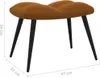A brown velvet stool with black legs is shown with dimensions indicated. Voir les images du produit